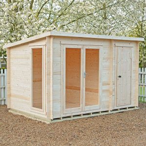 Shire Walsoken 3.6m x 2.4m Log Cabin with Side Shed (19mm) by Buy Sheds Direct