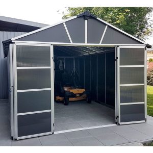 11' x 13.1' Palram Canopia Yukon Premium Dark Grey Skylight Plastic Shed (3.32m x 3.93m) by Buy Sheds Direct
