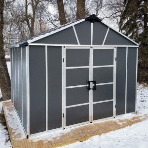 11' x 9' Palram Canopia Yukon Premium Dark Grey Skylight Plastic Shed with WPC Floor (3.3m x 2.7m) by Buy Sheds Direct