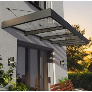 12â5 x 4â7 Palram Canopia Sophia XL 4000 Grey Clear Door Canopy (3.79m x 1.4m) by Buy Sheds Direct