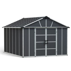 11' x 13.1' Palram Canopia Yukon Premium Dark Grey Skylight Plastic Shed with WPC Floor (3.32m x 3.93m) by Buy Sheds Direct