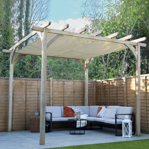 Forest Large Ultima Wooden Garden Pergola with Retractable Canopy 12' x 12' by Buy Sheds Direct