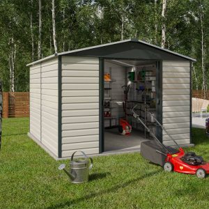 10' x 12' Yardmaster Shiplap Metal Shed Anthracite Finish (3.03m x 3.76m) by Buy Sheds Direct