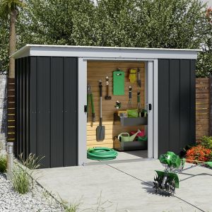 10' x 4' Yardmaster Castleton Anthracite Pent Metal Shed (2.98m x 1.19m) by Buy Sheds Direct