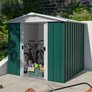 6'8 x 6'6' Yardmaster Green Metal Shed (2.02m x 1.97m) by Buy Sheds Direct