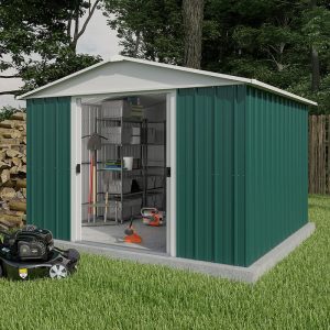 10' x 10' Yardmaster Green Metal Shed (3.03m x 2.98m) by Buy Sheds Direct
