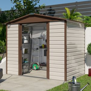 8' x 6'6 Yardmaster Shiplap Metal Shed Brown Finish (2.43m x 1.97m) by Buy Sheds Direct