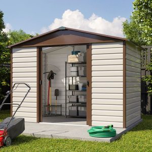 10' x 6' Yardmaster Shiplap Metal Shed Brown Finish (3.03m x 1.97m) by Buy Sheds Direct