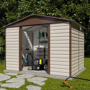 10' x 8' Yardmaster Shiplap Metal Shed Brown Finish (3.03m x 2.37m) by Buy Sheds Direct