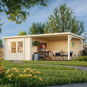 Palmako Ella 6.6m x 3.2m Log Cabin Summerhouse (28mm) by Buy Sheds Direct