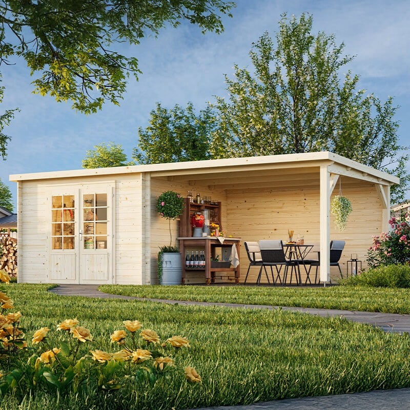 Palmako Ella 6.6m x 3.2m Log Cabin Summerhouse (28mm) by Buy Sheds Direct