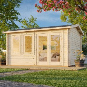 Palmako Iris 4.2m x 3.3m Log Cabin Garden Office (44mm) by Buy Sheds Direct