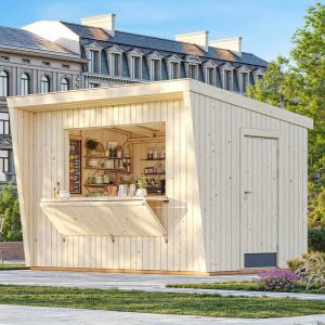 11'8 x 9'6 Palmako Kira (16mm) Premium Extra-Large Garden Bar (3.6m x 2.9m) by Buy Sheds Direct