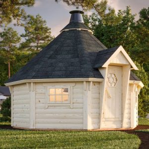 Palmako Eva 3.8m x 3.8m Corner Log Cabin BBQ Hut - Barbecue Hut (44mm) by Buy Sheds Direct