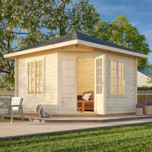 Palmako Melanie 3.5m x 3.5m Corner Log Cabin Summerhouse (44mm) by Buy Sheds Direct