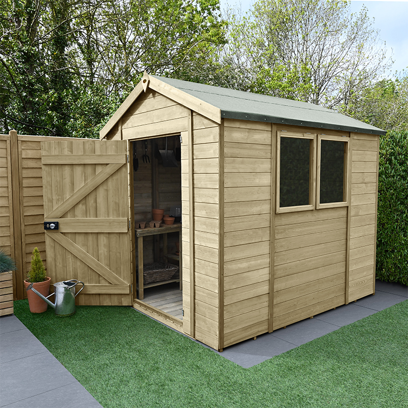 8' x 6' Forest Timberdale 25yr Guarantee Tongue & Groove Pressure Treated Apex Shed (2.47m x 1.98m) by Buy Sheds Direct