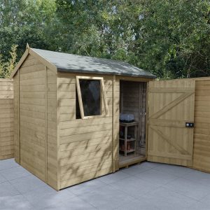 8' x 6' Forest Timberdale 25yr Guarantee Tongue & Groove Pressure Treated Reverse Apex Shed (2.47m x 1.98m) by Buy Sheds Direct