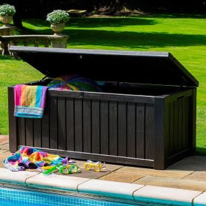 5'1 x 2'4 Keter Rockwood Plastic Garden Storage Box - Brown (1.55m x 0.72m) by Buy Sheds Direct