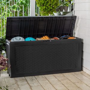 3'10 x 1'6 Keter Samoa Plastic Garden Storage Box - Anthracite (1.17m x 0.45m) by Buy Sheds Direct