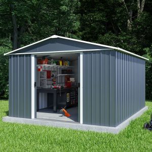 10' x 13' Yardmaster Castleton Anthracite Metal Shed (3m x 3.9m) by Buy Sheds Direct