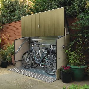 6'4 x 2'9 Trimetals Ramped Metal Bike Shed - Green (1.95m x 0.88m) by Buy Sheds Direct