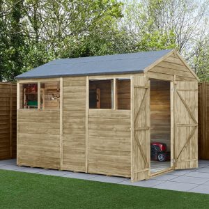 10' x 6' Forest 4Life 25yr Guarantee Overlap Pressure Treated Double Door Apex Wooden Shed (3.01m x 1.99m) by Buy Sheds Direct