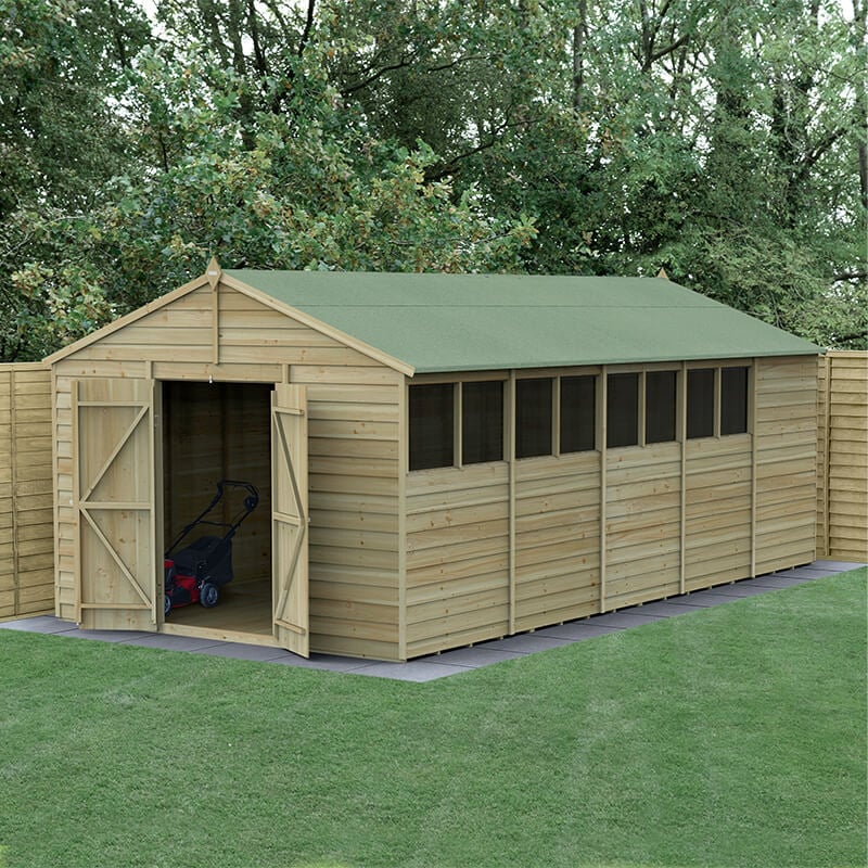 20' x 10' Forest 4Life 25yr Guarantee Overlap Pressure Treated Double Door Apex Wooden Shed (3.21m x 5.96m) by Buy Sheds Direct