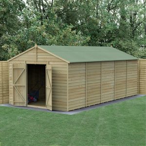 20' x 10' Forest 4Life 25yr Guarantee Overlap Pressure Treated Windowless Double Door Apex Wooden Shed (5.96m x 3.21m) by Buy Sheds Direct