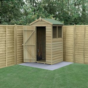 4' x 3' Forest 4Life 25yr Guarantee Overlap Pressure Treated Apex Wooden Shed (1.34m x 1m) by Buy Sheds Direct