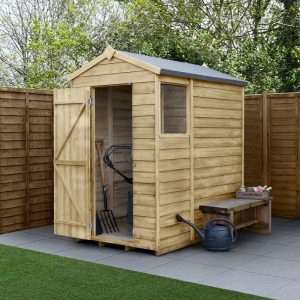 6' x 4' Forest 4Life 25yr Guarantee Overlap Pressure Treated Apex Wooden Shed (1.88m x 1.34m) by Buy Sheds Direct
