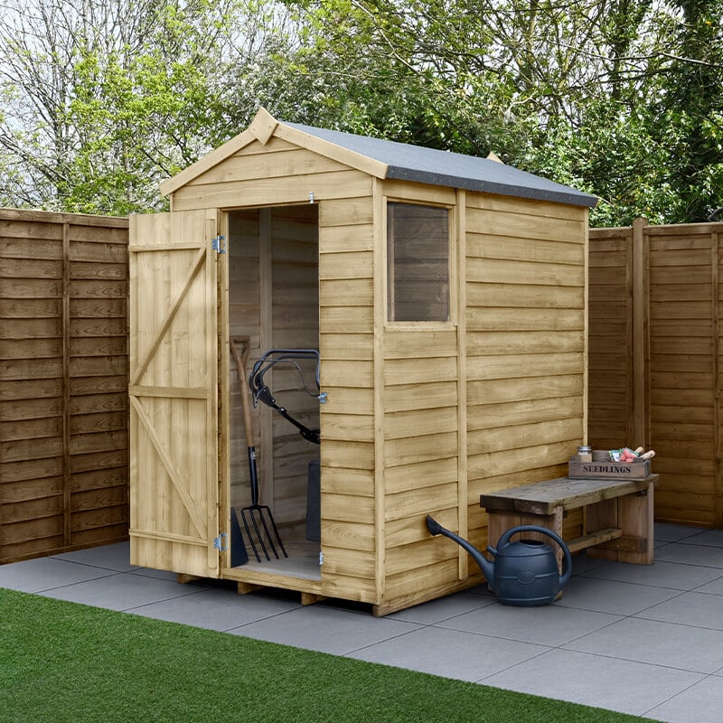 6' x 4' Forest 4Life 25yr Guarantee Overlap Pressure Treated Apex Wooden Shed (1.88m x 1.34m) by Buy Sheds Direct