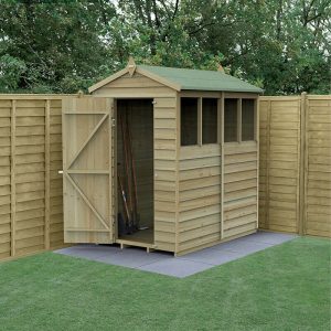 6' x 4' Forest 4Life 25yr Guarantee Overlap Pressure Treated Apex Wooden Shed - 4 Windows (1.88m x 1.34m) by Buy Sheds Direct