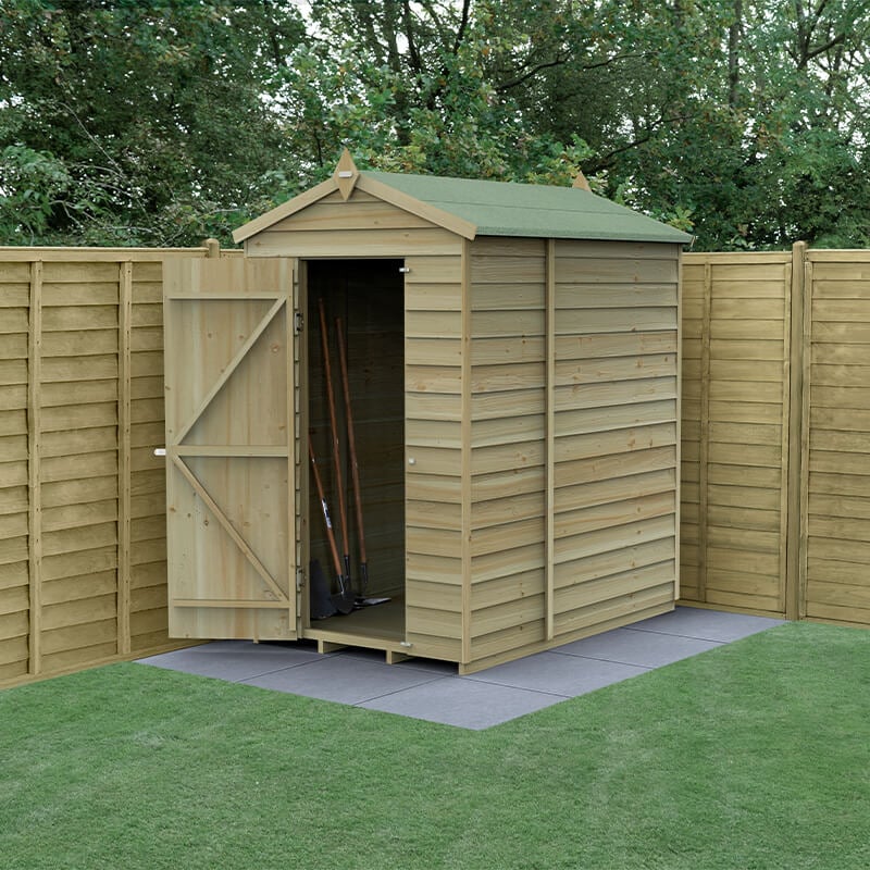 6' x 4' Forest 4Life 25yr Guarantee Overlap Pressure Treated Windowless Apex Wooden Shed (1.88m x 1.34m) by Buy Sheds Direct