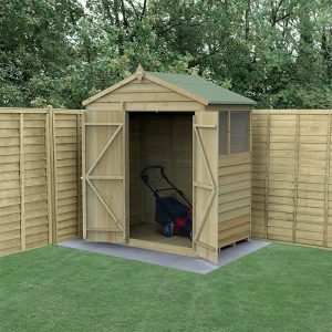 6' x 4' Forest 4Life 25yr Guarantee Overlap Pressure Treated Double Door Apex Wooden Shed (1.99m x 1.23m) by Buy Sheds Direct