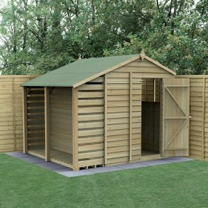 8' x 6' Forest 4Life 25yr Guarantee Overlap Pressure Treated Apex Wooden Shed with Logstore (2.42m x 2.64m) by Buy Sheds Direct