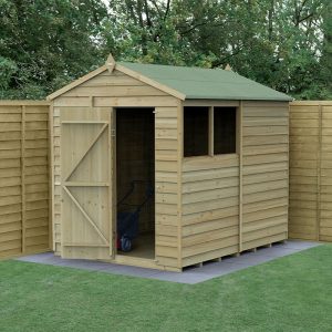 8' x 6' Forest 4Life 25yr Guarantee Overlap Pressure Treated Apex Wooden Shed (2.42m x 1.99m) by Buy Sheds Direct