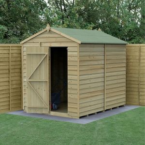 8' x 6' Forest 4Life 25yr Guarantee Overlap Pressure Treated Windowless Apex Wooden Shed (2.42m x 1.99m) by Buy Sheds Direct