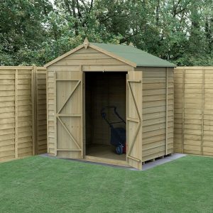 7' x 5' Forest 4Life 25yr Guarantee Overlap Pressure Treated Windowless Double Door Apex Wooden Shed (2.28m x 1.53m) by Buy Sheds Direct