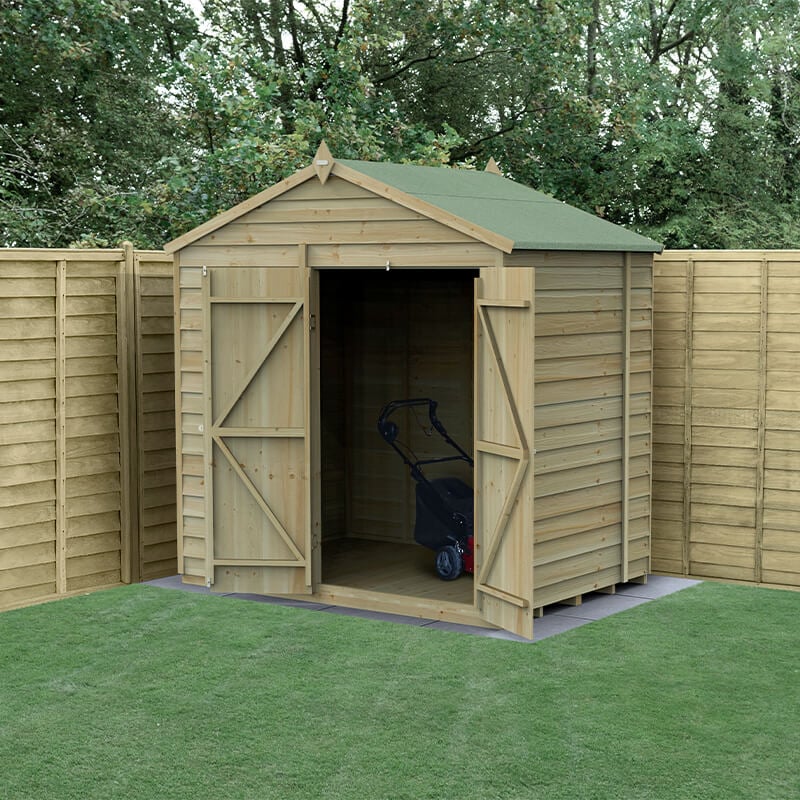 7' x 5' Forest 4Life 25yr Guarantee Overlap Pressure Treated Windowless Double Door Apex Wooden Shed (2.28m x 1.53m) by Buy Sheds Direct