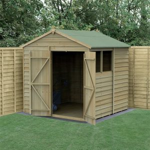7' x 7' Forest 4Life 25yr Guarantee Overlap Pressure Treated Double Door Apex Wooden Shed (2.28m x 2.12m) by Buy Sheds Direct