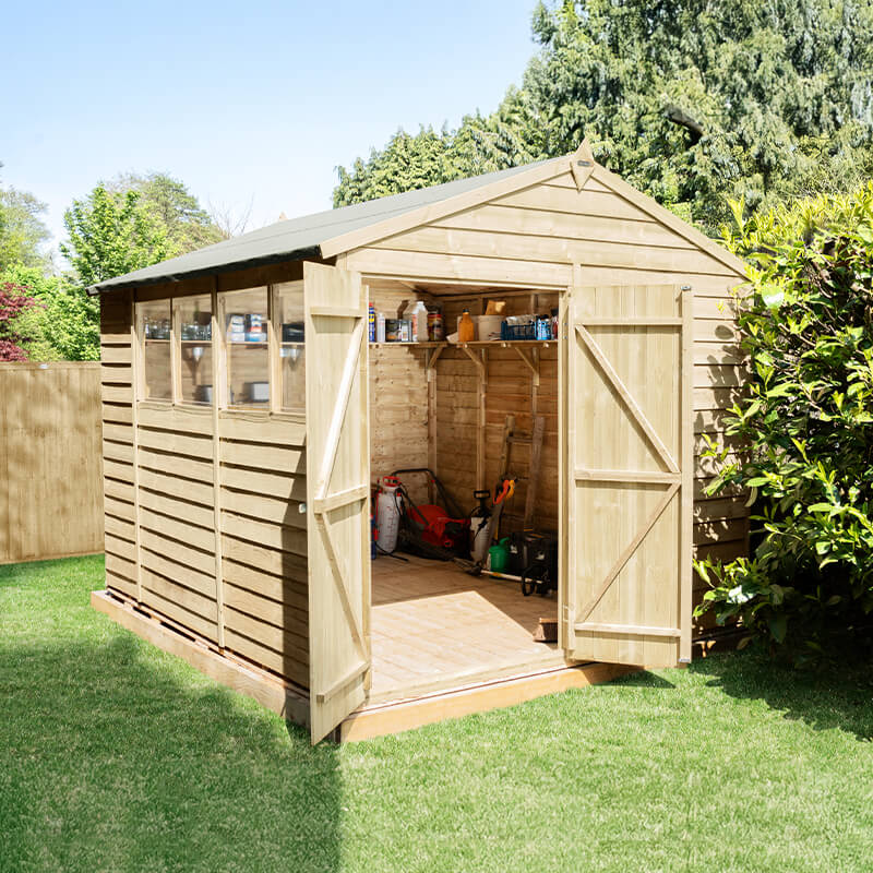 10' x 8' Forest 4Life 25yr Guarantee Overlap Pressure Treated Double Door Apex Wooden Shed (3.01m x 2.61m) by Buy Sheds Direct
