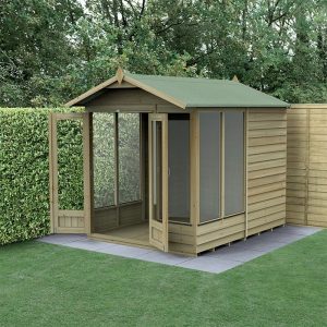 8' x 6' Forest 4Life 25yr Guarantee Double Door Apex Summer House - 5 Windows (2.42m x 1.99m) by Buy Sheds Direct