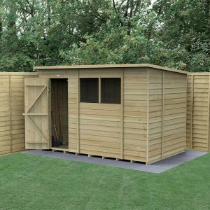 10' x 6' Forest 4Life 25yr Guarantee Overlap Pressure Treated Pent Wooden Shed (3.11m x 2.05m) by Buy Sheds Direct
