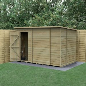 10' x 6' Forest 4Life 25yr Guarantee Overlap Pressure Treated Windowless Pent Wooden Shed (3.11m x 2.05m) by Buy Sheds Direct