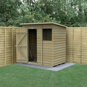 6' x 4' Forest 4Life 25yr Guarantee Overlap Pressure Treated Pent Wooden Shed (1.98m x 1.4m) by Buy Sheds Direct