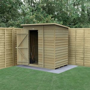 6' x 4' Forest 4Life 25yr Guarantee Overlap Pressure Treated Windowless Pent Wooden Shed (1.98m x 1.4m) by Buy Sheds Direct