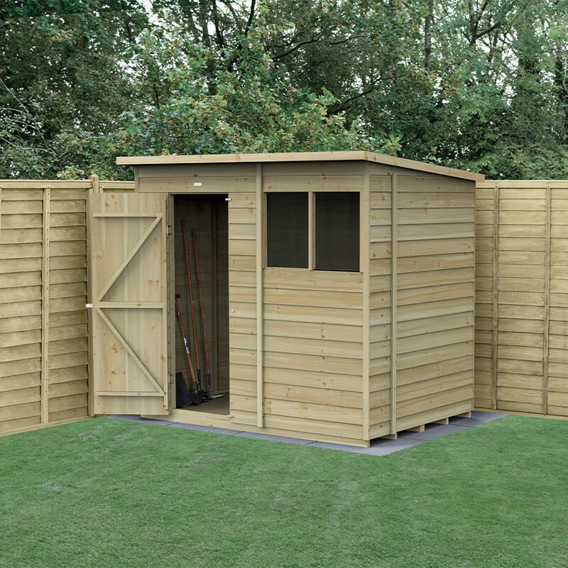 7' x 5' Forest 4Life 25yr Guarantee Overlap Pressure Treated Pent Wooden Shed (2.26m x 1.7m) by Buy Sheds Direct