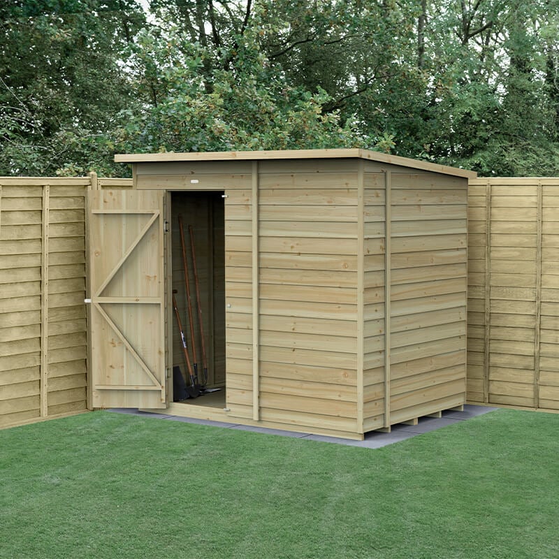 7' x 5' Forest 4Life 25yr Guarantee Overlap Pressure Treated Windowless Pent Wooden Shed (2.26m x 1.7m) by Buy Sheds Direct