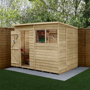 8' x 6' Forest 4Life 25yr Guarantee Overlap Pressure Treated Pent Wooden Shed (2.51m x 2.04m) by Buy Sheds Direct