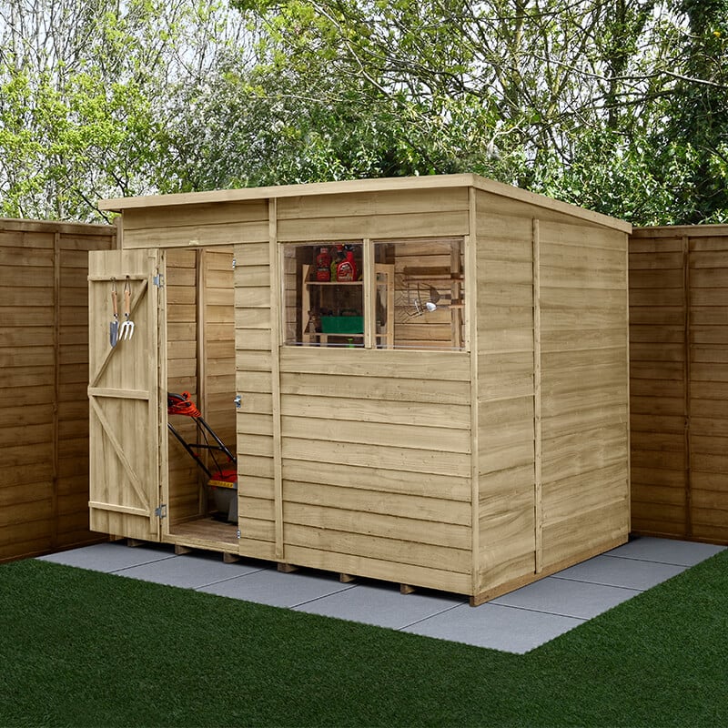 8' x 6' Forest 4Life 25yr Guarantee Overlap Pressure Treated Pent Wooden Shed (2.51m x 2.04m) by Buy Sheds Direct